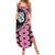 Pink Taniko Motif Aotearoa Manaia and Silver Fern Family Matching Summer Maxi Dress and Hawaiian Shirt