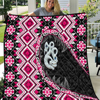 Pink Taniko Motif Aotearoa Manaia and Silver Fern Quilt LT03 Pink - Polynesian Pride