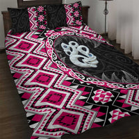 Pink Taniko Motif Aotearoa Manaia and Silver Fern Quilt Bed Set LT03 Pink - Polynesian Pride