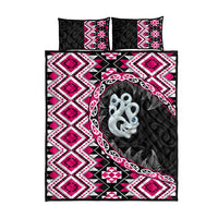 Pink Taniko Motif Aotearoa Manaia and Silver Fern Quilt Bed Set LT03 - Polynesian Pride