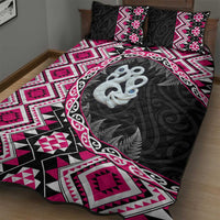 Pink Taniko Motif Aotearoa Manaia and Silver Fern Quilt Bed Set LT03 - Polynesian Pride