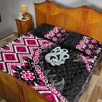 Pink Taniko Motif Aotearoa Manaia and Silver Fern Quilt Bed Set LT03 - Polynesian Pride