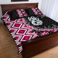 Pink Taniko Motif Aotearoa Manaia and Silver Fern Quilt Bed Set LT03 - Polynesian Pride