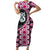 Pink Taniko Motif Aotearoa Manaia and Silver Fern Short Sleeve Bodycon Dress