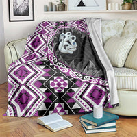 Purple Taniko Motif Aotearoa Manaia and Silver Fern Blanket LT03 Purple - Polynesian Pride