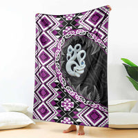Purple Taniko Motif Aotearoa Manaia and Silver Fern Blanket LT03 - Polynesian Pride
