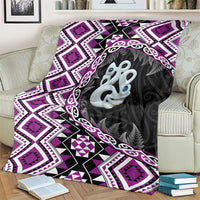 Purple Taniko Motif Aotearoa Manaia and Silver Fern Blanket LT03 - Polynesian Pride
