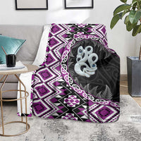 Purple Taniko Motif Aotearoa Manaia and Silver Fern Blanket LT03 - Polynesian Pride