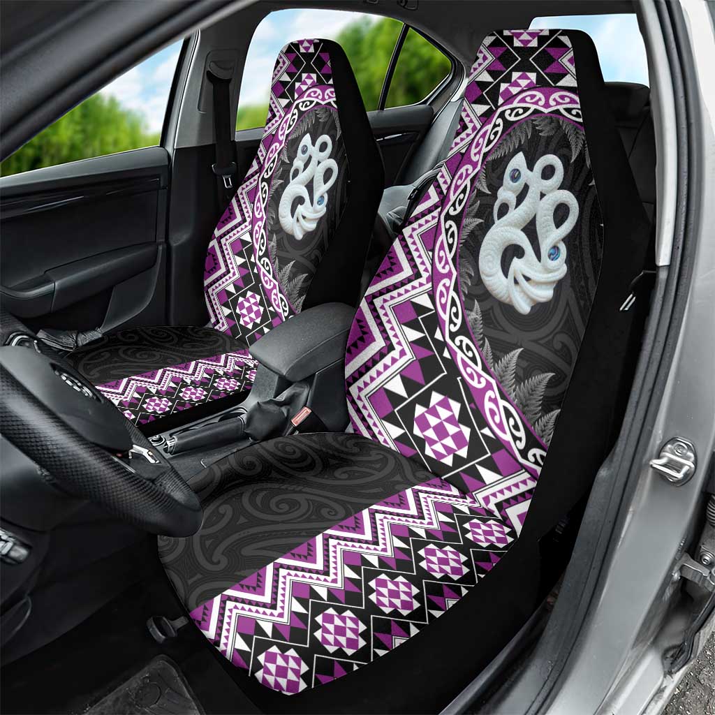 Purple Taniko Motif Aotearoa Manaia and Silver Fern Car Seat Cover LT03 - Polynesian Pride