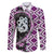 Purple Taniko Motif Aotearoa Manaia and Silver Fern Family Matching Long Sleeve Bodycon Dress and Hawaiian Shirt