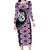 Purple Taniko Motif Aotearoa Manaia and Silver Fern Family Matching Long Sleeve Bodycon Dress and Hawaiian Shirt