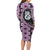 Purple Taniko Motif Aotearoa Manaia and Silver Fern Family Matching Long Sleeve Bodycon Dress and Hawaiian Shirt