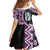 Purple Taniko Motif Aotearoa Manaia and Silver Fern Family Matching Off Shoulder Short Dress and Hawaiian Shirt