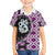 Purple Taniko Motif Aotearoa Manaia and Silver Fern Family Matching Off Shoulder Short Dress and Hawaiian Shirt