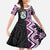 Purple Taniko Motif Aotearoa Manaia and Silver Fern Family Matching Short Sleeve Bodycon Dress and Hawaiian Shirt