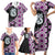 Purple Taniko Motif Aotearoa Manaia and Silver Fern Family Matching Short Sleeve Bodycon Dress and Hawaiian Shirt