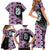 Purple Taniko Motif Aotearoa Manaia and Silver Fern Family Matching Short Sleeve Bodycon Dress and Hawaiian Shirt