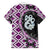 Purple Taniko Motif Aotearoa Manaia and Silver Fern Family Matching Short Sleeve Bodycon Dress and Hawaiian Shirt