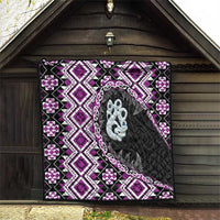 Purple Taniko Motif Aotearoa Manaia and Silver Fern Quilt LT03 - Polynesian Pride