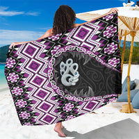 Purple Taniko Motif Aotearoa Manaia and Silver Fern Sarong LT03 One Size 44 x 66 inches Purple - Polynesian Pride