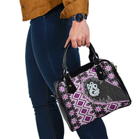Purple Taniko Motif Aotearoa Manaia and Silver Fern Shoulder Handbag LT03 - Polynesian Pride