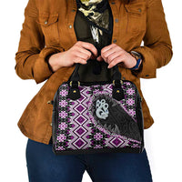 Purple Taniko Motif Aotearoa Manaia and Silver Fern Shoulder Handbag LT03 - Polynesian Pride