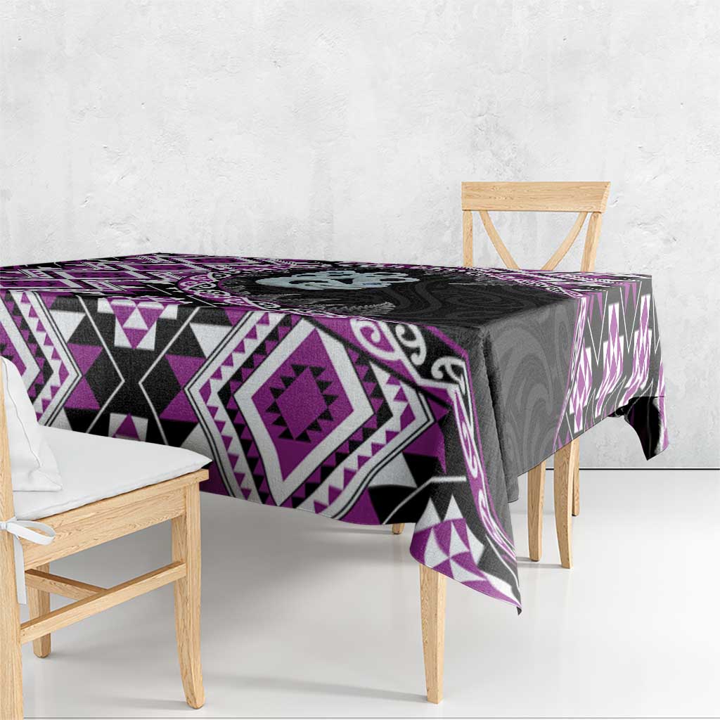 Purple Taniko Motif Aotearoa Manaia and Silver Fern Tablecloth LT03 - Polynesian Pride