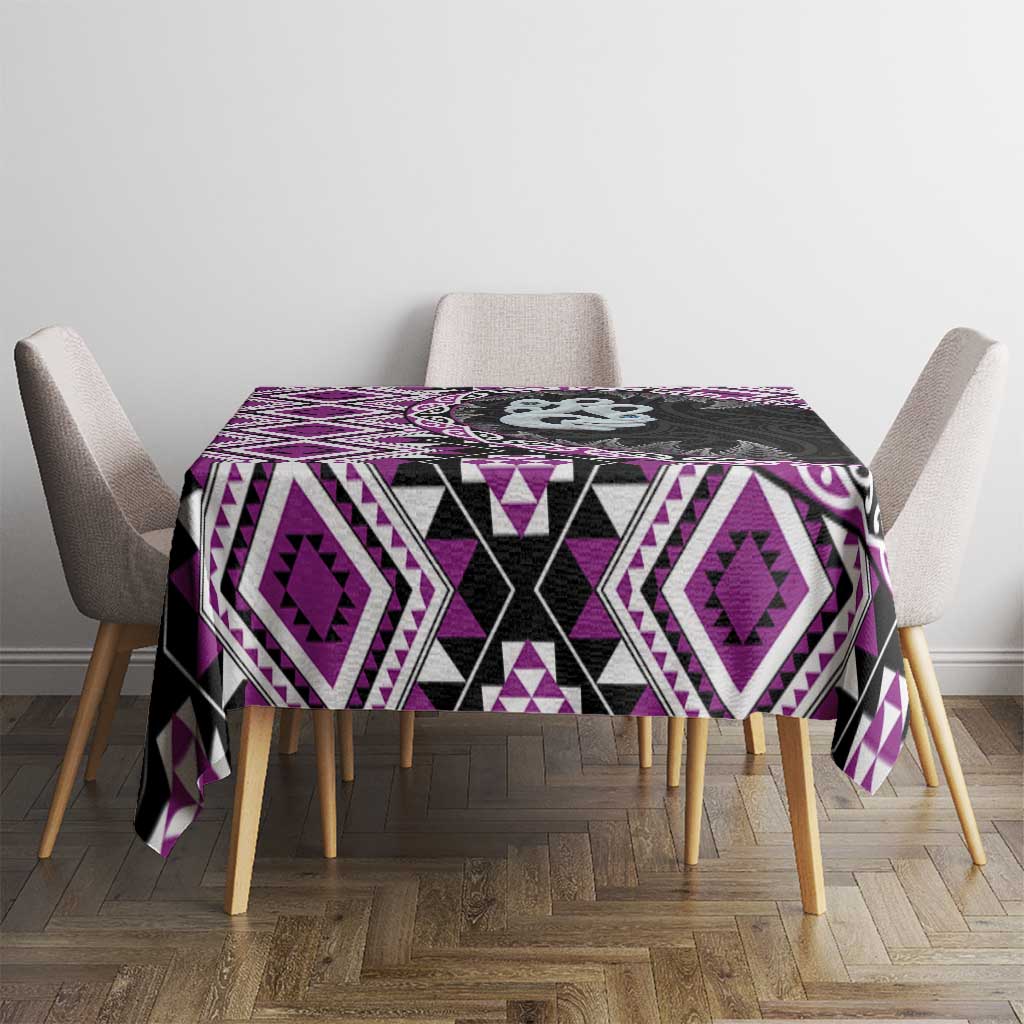 Purple Taniko Motif Aotearoa Manaia and Silver Fern Tablecloth LT03 - Polynesian Pride