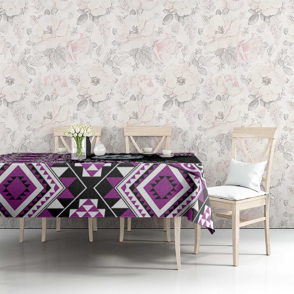 Purple Taniko Motif Aotearoa Manaia and Silver Fern Tablecloth LT03 - Polynesian Pride