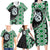 Green Taniko Motif Aotearoa Manaia and Silver Fern Family Matching Long Sleeve Bodycon Dress and Hawaiian Shirt