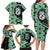 Green Taniko Motif Aotearoa Manaia and Silver Fern Family Matching Long Sleeve Bodycon Dress and Hawaiian Shirt