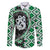 Green Taniko Motif Aotearoa Manaia and Silver Fern Family Matching Long Sleeve Bodycon Dress and Hawaiian Shirt