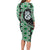 Green Taniko Motif Aotearoa Manaia and Silver Fern Family Matching Long Sleeve Bodycon Dress and Hawaiian Shirt