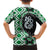 Green Taniko Motif Aotearoa Manaia and Silver Fern Family Matching Short Sleeve Bodycon Dress and Hawaiian Shirt