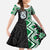 Green Taniko Motif Aotearoa Manaia and Silver Fern Family Matching Short Sleeve Bodycon Dress and Hawaiian Shirt