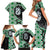 Green Taniko Motif Aotearoa Manaia and Silver Fern Family Matching Short Sleeve Bodycon Dress and Hawaiian Shirt