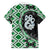 Green Taniko Motif Aotearoa Manaia and Silver Fern Family Matching Short Sleeve Bodycon Dress and Hawaiian Shirt