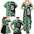 Green Taniko Motif Aotearoa Manaia and Silver Fern Family Matching Summer Maxi Dress and Hawaiian Shirt