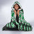 Green Taniko Motif Aotearoa Manaia and Silver Fern Hooded Blanket