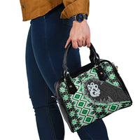 Green Taniko Motif Aotearoa Manaia and Silver Fern Shoulder Handbag LT03 - Polynesian Pride
