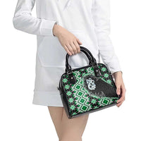 Green Taniko Motif Aotearoa Manaia and Silver Fern Shoulder Handbag LT03 - Polynesian Pride