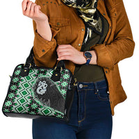 Green Taniko Motif Aotearoa Manaia and Silver Fern Shoulder Handbag LT03 - Polynesian Pride