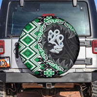 Green Taniko Motif Aotearoa Manaia and Silver Fern Spare Tire Cover LT03 Green - Polynesian Pride