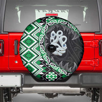 Green Taniko Motif Aotearoa Manaia and Silver Fern Spare Tire Cover LT03 - Polynesian Pride