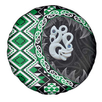 Green Taniko Motif Aotearoa Manaia and Silver Fern Spare Tire Cover LT03 - Polynesian Pride