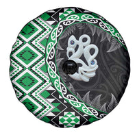 Green Taniko Motif Aotearoa Manaia and Silver Fern Spare Tire Cover LT03 - Polynesian Pride