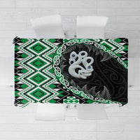 Green Taniko Motif Aotearoa Manaia and Silver Fern Tablecloth LT03 Green - Polynesian Pride