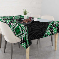 Green Taniko Motif Aotearoa Manaia and Silver Fern Tablecloth LT03 - Polynesian Pride