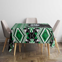 Green Taniko Motif Aotearoa Manaia and Silver Fern Tablecloth LT03 - Polynesian Pride