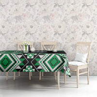 Green Taniko Motif Aotearoa Manaia and Silver Fern Tablecloth LT03 - Polynesian Pride